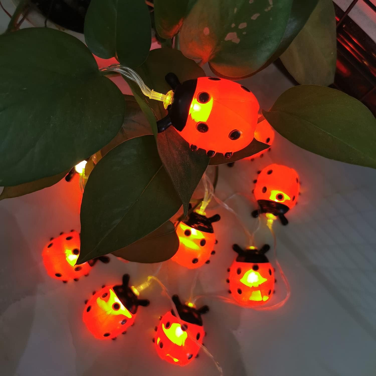 Ladybug Fairy Lights, Beetle String Lights for Bedroom Garden Patio Wedding Party Indoor Outdoor Decoration