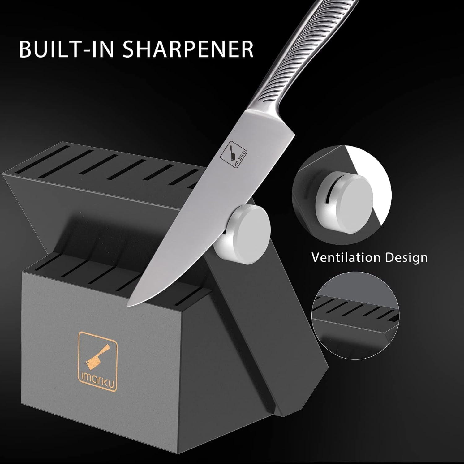 imarku Knife Set - Knife Sets for Kitchen with Block, 14PCS High Carbon Stainless Steel Kitchen Knife Set, Dishwasher Safe Knife Block Set with Ergonomic Handle,Fathers Day Gifts