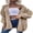 Khaki, variant on Women Loose Cardigan Sweater Front Open Cable Lantern Sleeve Knit Jacket