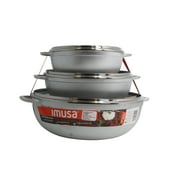 IMUSA 1.5/2.5/5.2 qt يلقي الألومنيوم كالديرو 3 قطعة مجموعة مع غطاء زجاجي - 18/22/28 سم