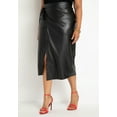thumbnail image 2 of ELOQUII Women's Plus Size Wrap Front Faux Leather Midi Skirt, 2 of 5