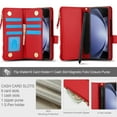 thumbnail image 1 of Dteck Zipper Wallet Case for Samsung Galaxy Z Fold 7,Magnetic Leather Card Slot Cash Pocket Case with Pen Holder Shockproof Hand Strap Heavy Duty Cover for Galaxy Z Fold 7,Red, 1 of 6