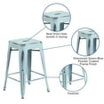 thumbnail image 6 of Flash Furniture Commercial Grade 24" High Backless Distressed Green-Blue Metal Indoor-Outdoor Counter Height Stool, 6 of 8