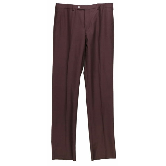 Vigano Men's Maroon Wool Dress Pants - 34