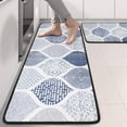 thumbnail image 2 of Kitchen Rugs Sets Of 2,Blue and White Geometric Quatrefoil Pattern Anti Fatigue Kitchen Mat Rugs Non Slip Washable,Decorative Kitchen Floor Mats for Kitchen,Sink,Laundry,17"x47"+17"x47", 2 of 5