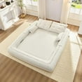 thumbnail image 6 of LUCKHAO 78.7" 3-in-1 Convertible Sofa Bed, Foldable Floor Lounger with Pillows, Soft Teddy Fabric, No Assembly Required(White), 6 of 7