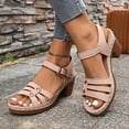 thumbnail image 2 of IWRICH Low Chunky Heels for Women ​dressy Wedge Platform Sandals ​summer Casual Footwear ​with Adjustable Straps Khaki 7.5, 2 of 9