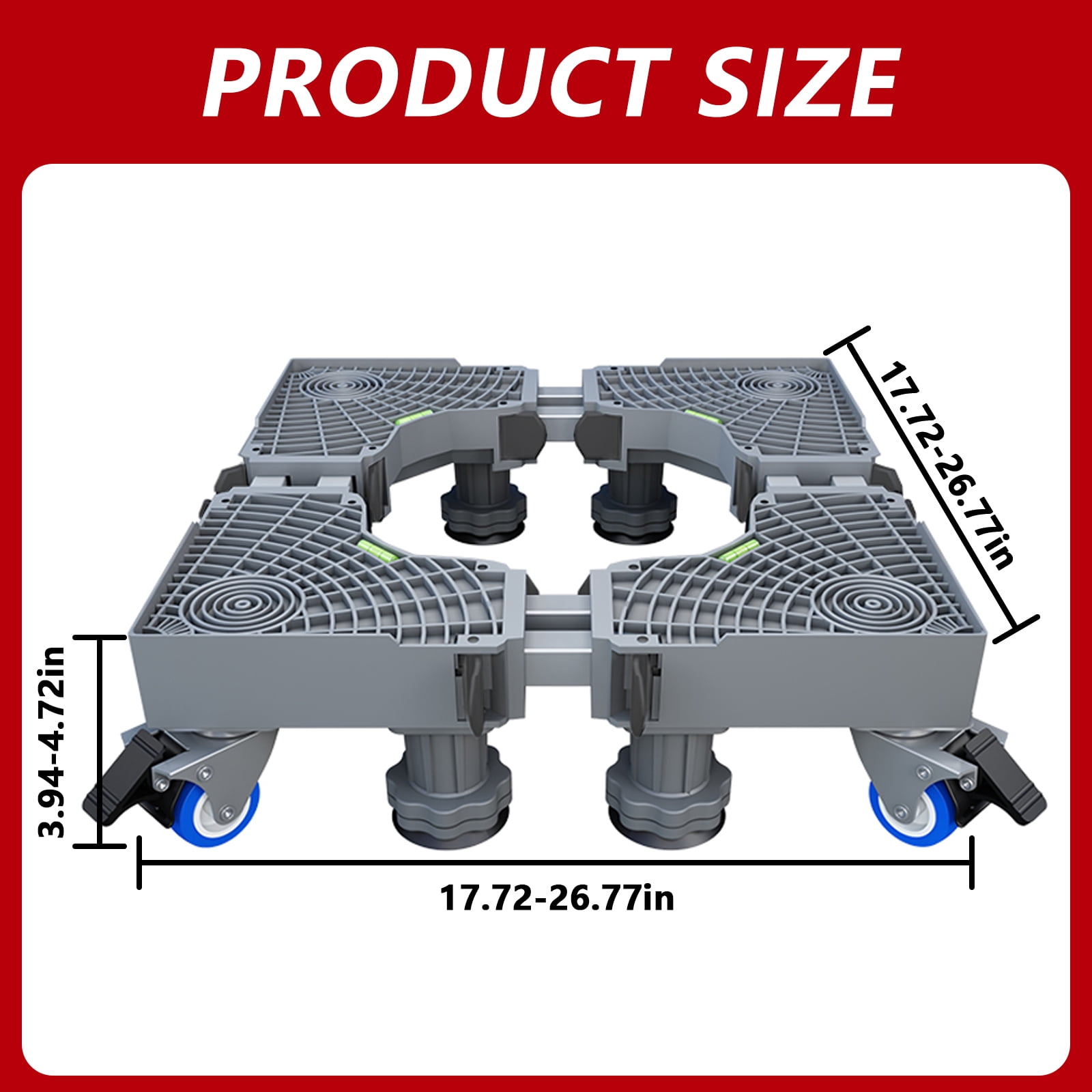 Aniceparthy Mini Fridge Stand Adjustable Refrigerator Stand the universal washing machine bracket has universal wheels Mobile Base Stand Enhanced dual tube 4-pin 4-wheel mobile model