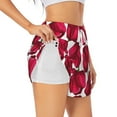 thumbnail image 2 of Bixox Women's Tulips Flowers pattern 2 in 1 Running Shorts - Lightweight Athletic Workout Gym Yoga Shorts Liner with Pockets - Large, 2 of 7