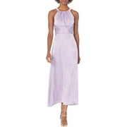 Adrianna Papell Halter Tie Back Zipper Back Floral Jacquard Dress-PLUSH LILAC / 6