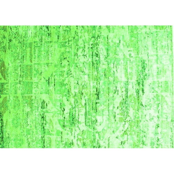 Ahgly Company Indoor Rectangle Abstract Green Contemporary Area Rugs, 4' x 6'