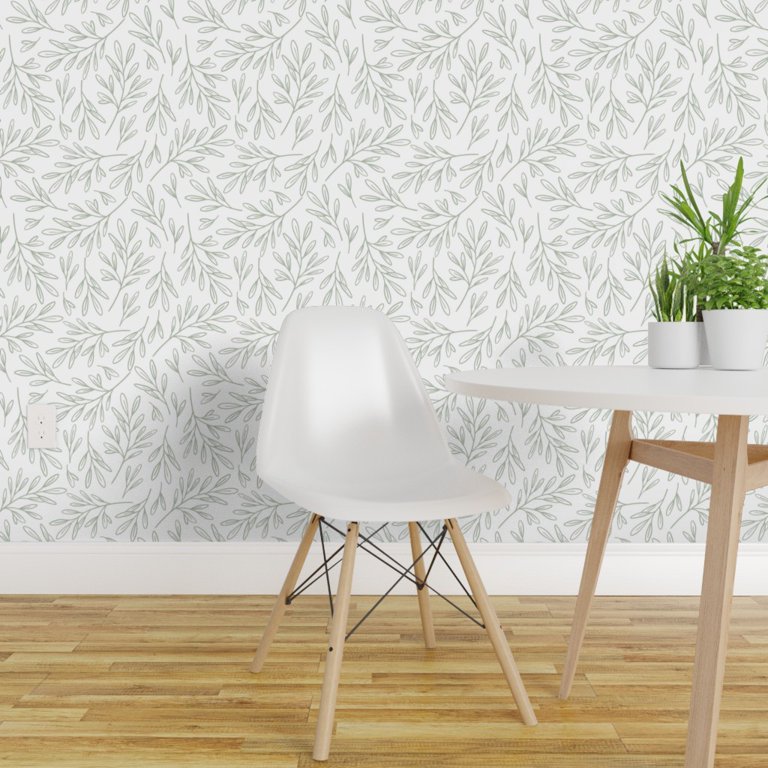 Light Green Olive Tree Leaves Removable Wallpaper By