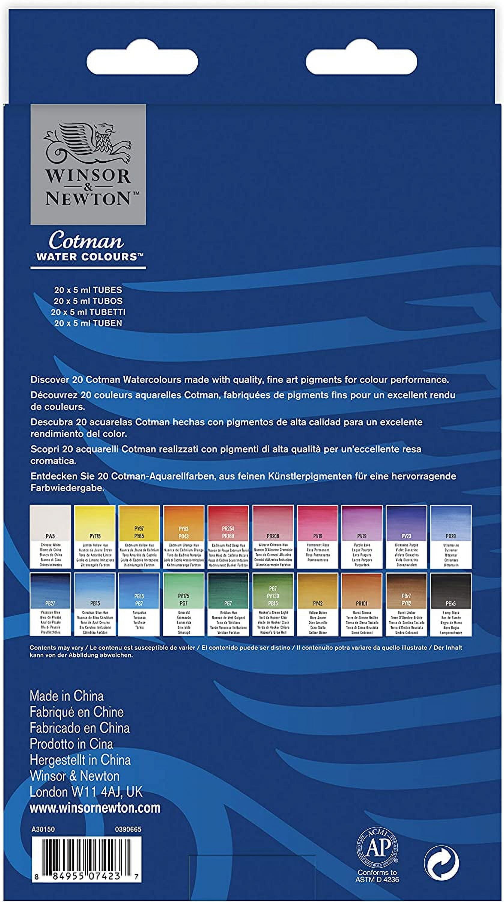 Winsor & Newton Cotman Watercolor 5 mL Tube Set. 20 Colors