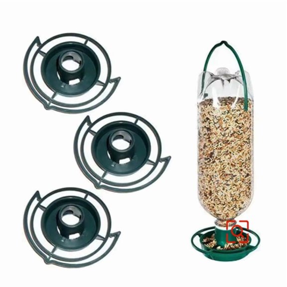 6-Pack Green Plastic Hanging Bird Feeder Tray for Outdoor Garden Balcony
