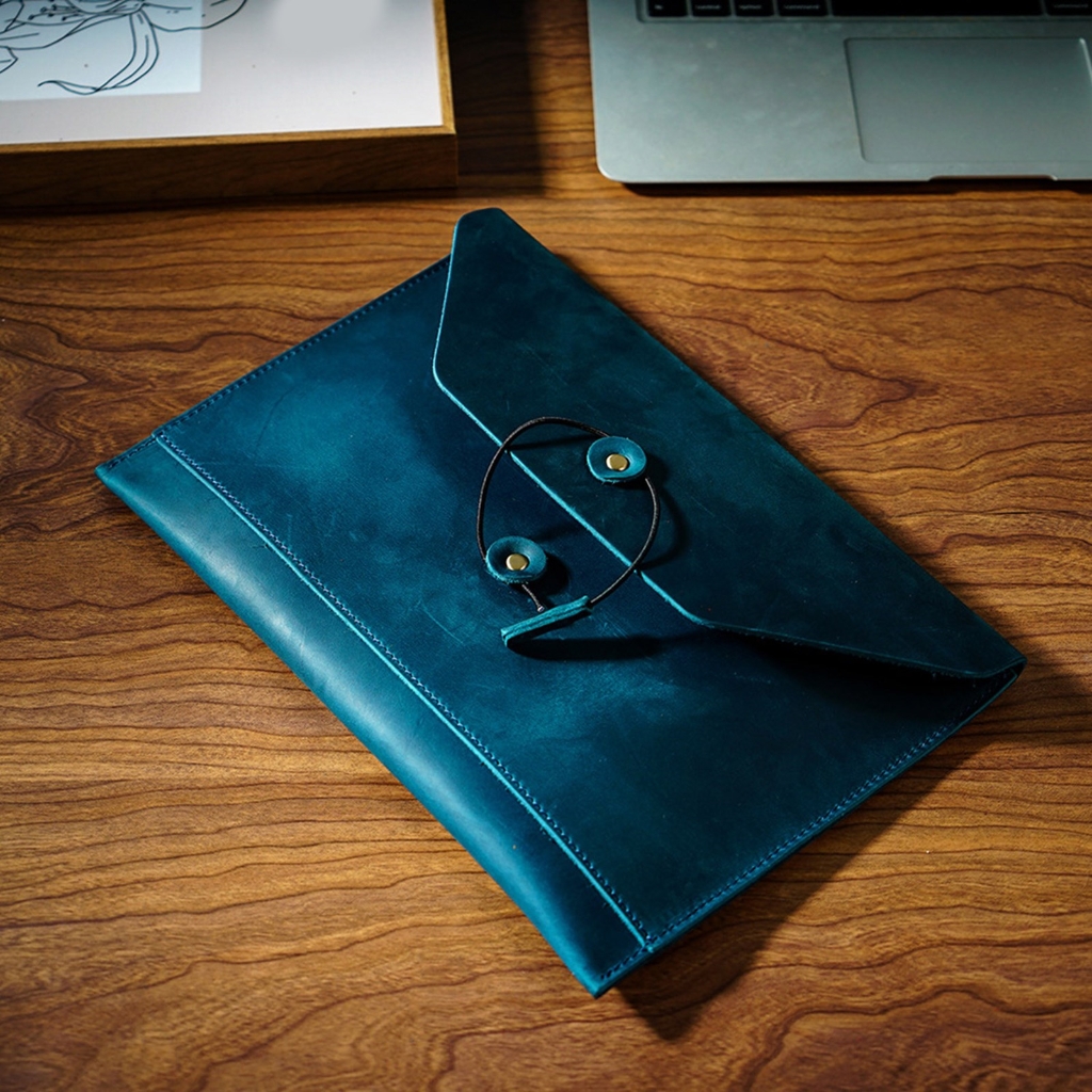PU Leather File Folder with Multiple Card Slot, String Closure Document Holder