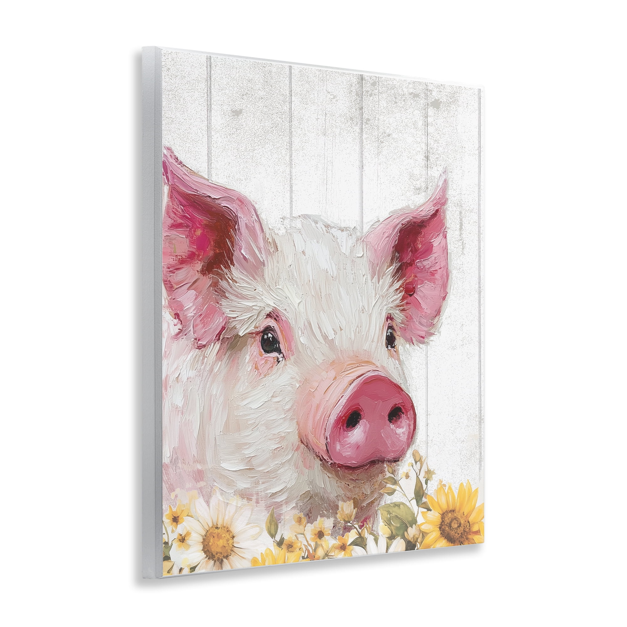 Stupell Industries Pig and Sunflowers Wall Plaque Art, design by Christine Simpson Art