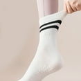 thumbnail image 6 of Huhudde 3/4 Pairs Women's Nonslip Ankle Socks with Grips Double Stripes Grippy Socks for Pilates Barre Dance and Fitness Workout, 6 of 16