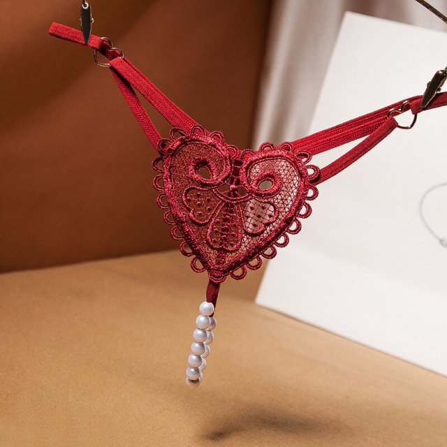 Bragas transparentes para mujer, ropa interior dulce, tangas de entrepierna abierta, lencería Sexy bordada, tangas eróticas con cuentas, parte trasera en T