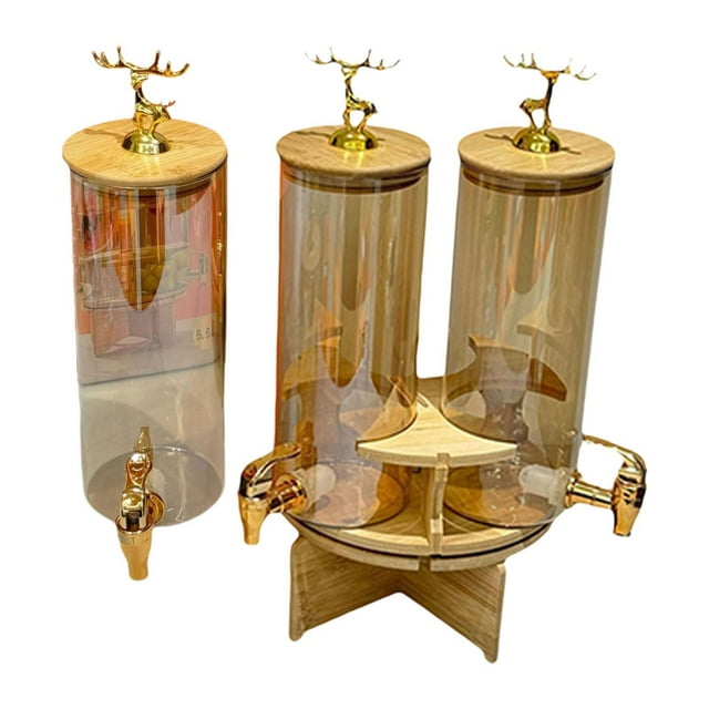 Dispensadores de bebidas a prueba de fugas de gran capacidad con tapa de vidrio y grifo para jarra de bebidas Ámbar