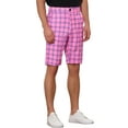 thumbnail image 4 of INSPIRE CHIC Plaid Shorts for Men's Flat Front Color Block Checked Shorts with Pockets 34 Pink, 4 of 6