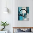 thumbnail image 3 of COMIO  Teal and Grey Abstract Geometric Circle Canvas Wall Art Rustic Turquoise Blue Prints Artwork for Living Room Bedroom Wall Decoration, 3 of 4
