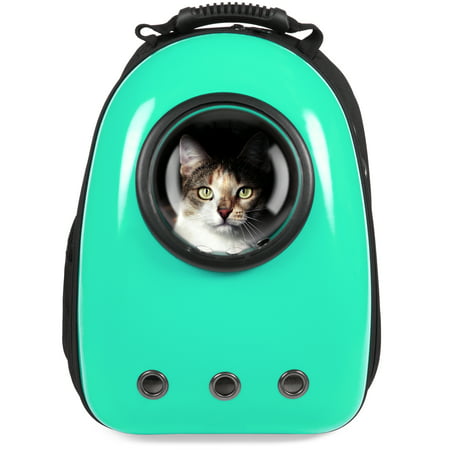 Best Choice Products Pet Carrier Space Capsule Backpack, Bubble Window Padded Traveler, Teal, for Cats, Dogs, Small Animals, with Breathable Air (Best Dog Carrier For Plane Travel)