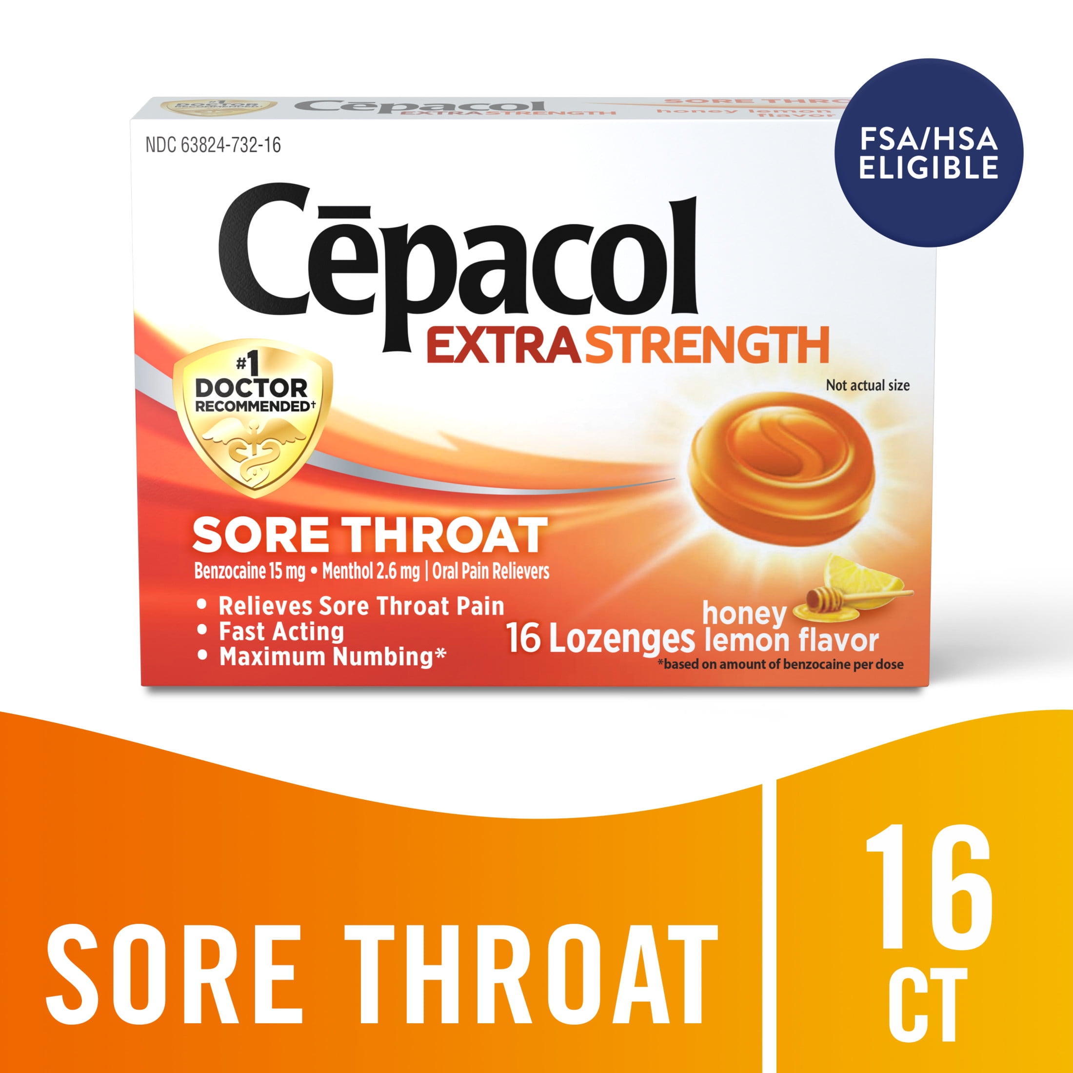 Cepacol Maximum Strength Throat Drop Lozenges, Cherry, 16 Count