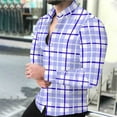 thumbnail image 2 of Bovxnpu Men Long Sleeve Shirts Plaid Button Down Casual Shirt Dress Shirts, Men's Long Sleeve Plaid Print Button-Down Collar Casual Shirt Classic Tops, 2 of 8