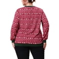 thumbnail image 3 of Agnes Orinda Women's Plus Size Sweater Round Neck Long Sleeve Christmas Pattern Knit Blouses 1X Red, 3 of 5
