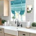 thumbnail image 6 of Cyan Green Tie Up Curtain 63 Inches Long, Gradient Stripe Abstract Lines Texture Modern Balloon Style Kitchen Window Curtain Over Sink, Small Window Rod Pocket Curtain 52"x63", 6 of 9