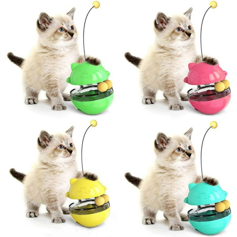 Cat Treat Dispenser Toy - Food Tumbler Toys with Feather | Indoor  Interactive Pet Food Dispensing Feeder Puzzle Toy