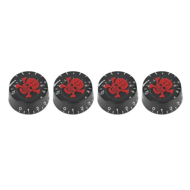 Perilla de control de volumen de repuesto para guitarra eléctrica, 4 unidades, acrílico, con patrón de calavera número 13 (rojo)