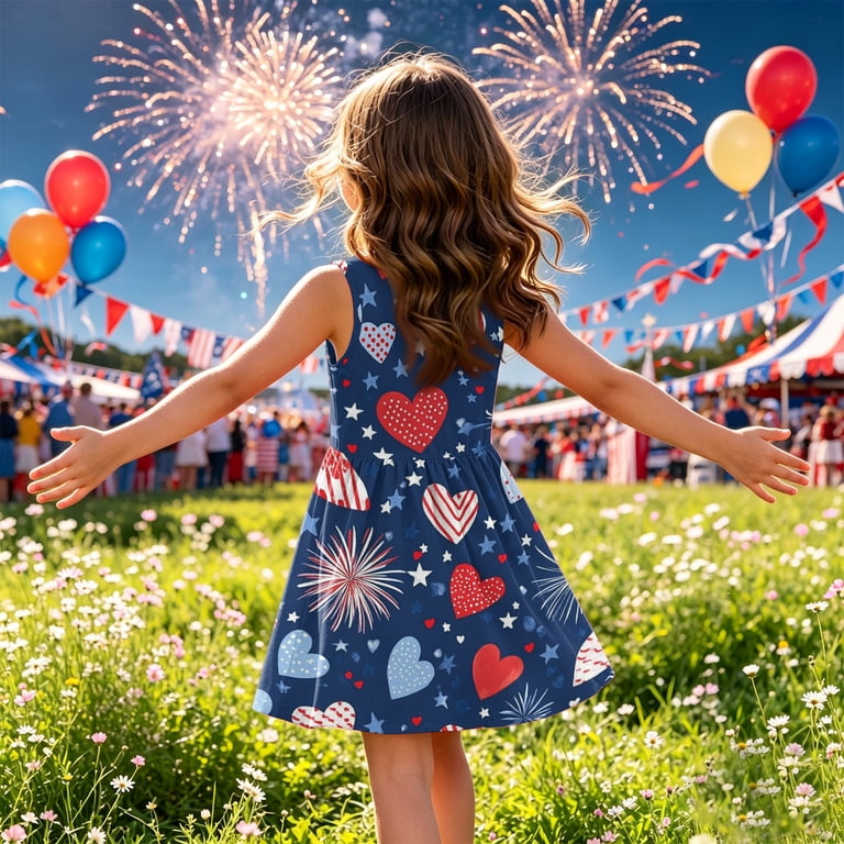 cute american flag dress CCRFTGI 4th of July Dresses for Kids Girls Size 10-12 Cute American Flag  ice cream Stars A-Line Dress Patriotic Sleeveless Girls Clothes Red White  and