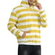 thumbnail image 4 of SUÉTER DE RAYAS PARA HOMBRES INSPIRE CHIC, CON BOLSILLO FRONTAL, CAPUCHA CON CORDÓN, MANGAS LARGAS, PULLOVER, SUDADERAS L Amarillo Blanco, 4 of 5