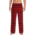 thumbnail image 2 of Kdxio Red Black Houndstooth Print Men's Sleep Pajama Pant Lounge Pants with Pockets, 2 of 8