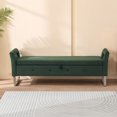 thumbnail image 4 of Newest 67.91" Wide Velvet Storage Bench with Armrests, Upholstered Soft Bench for Living Room & Entryway,Green, 4 of 10