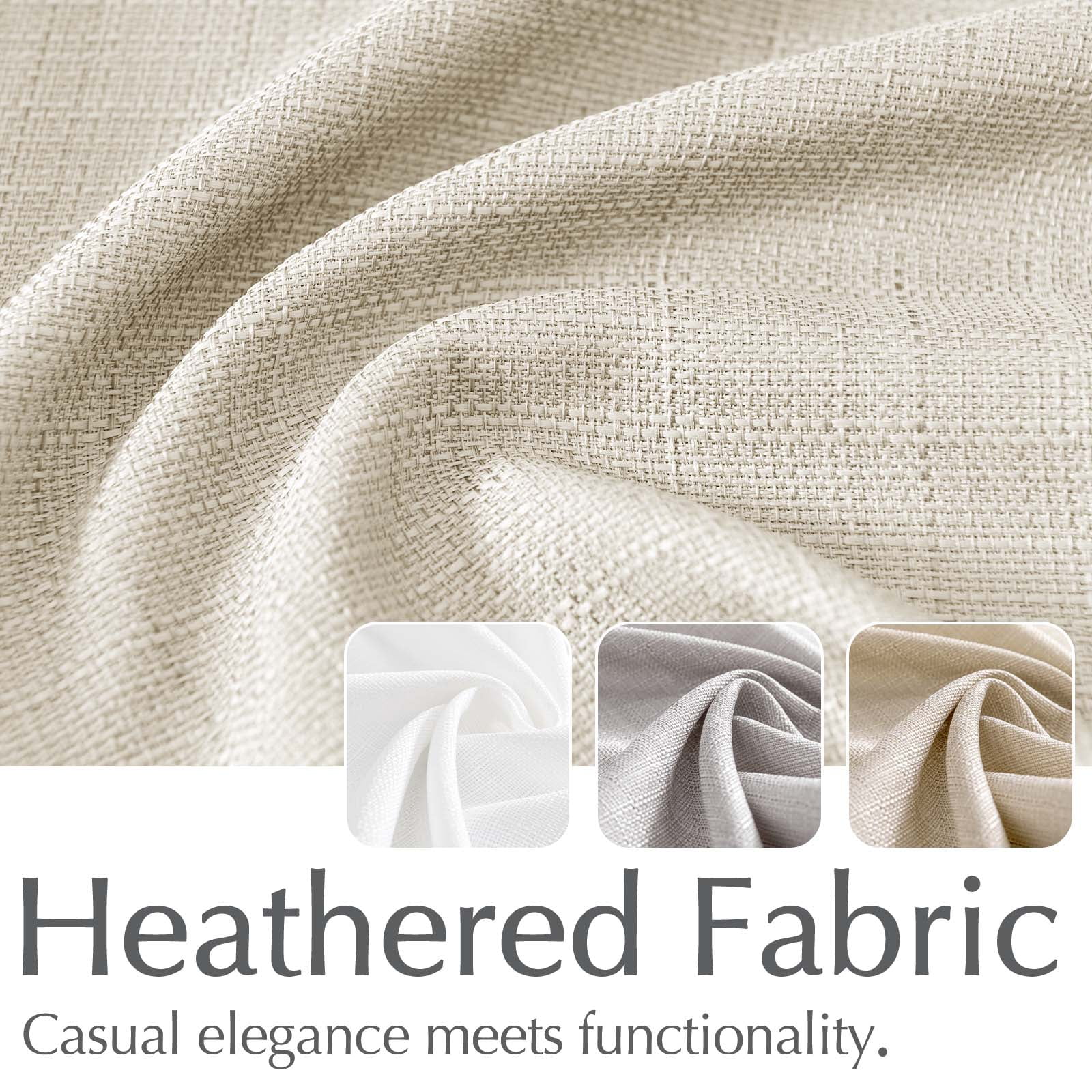 Curtainking Blackout Curtains 38 x 96 Inches Beige Linen Textured Drapes for Bedroom Grommet 2 Panels