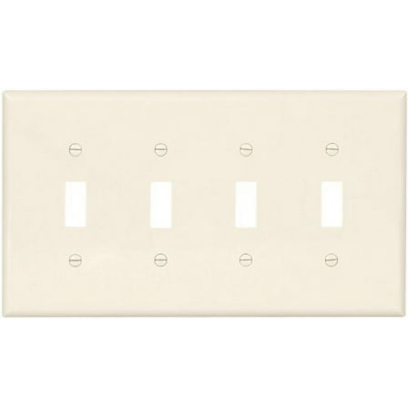 Cooper PJ4LA Light Almond Mid-Size Unbreakable Four Gang Toggle Light Switch Wall Plate