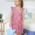 thumbnail image 4 of Balery Pink Glitter Camisón de princesa para niñas, pijama de algodón con mangas abullonadas, suave y bonito.-Large, 4 of 6