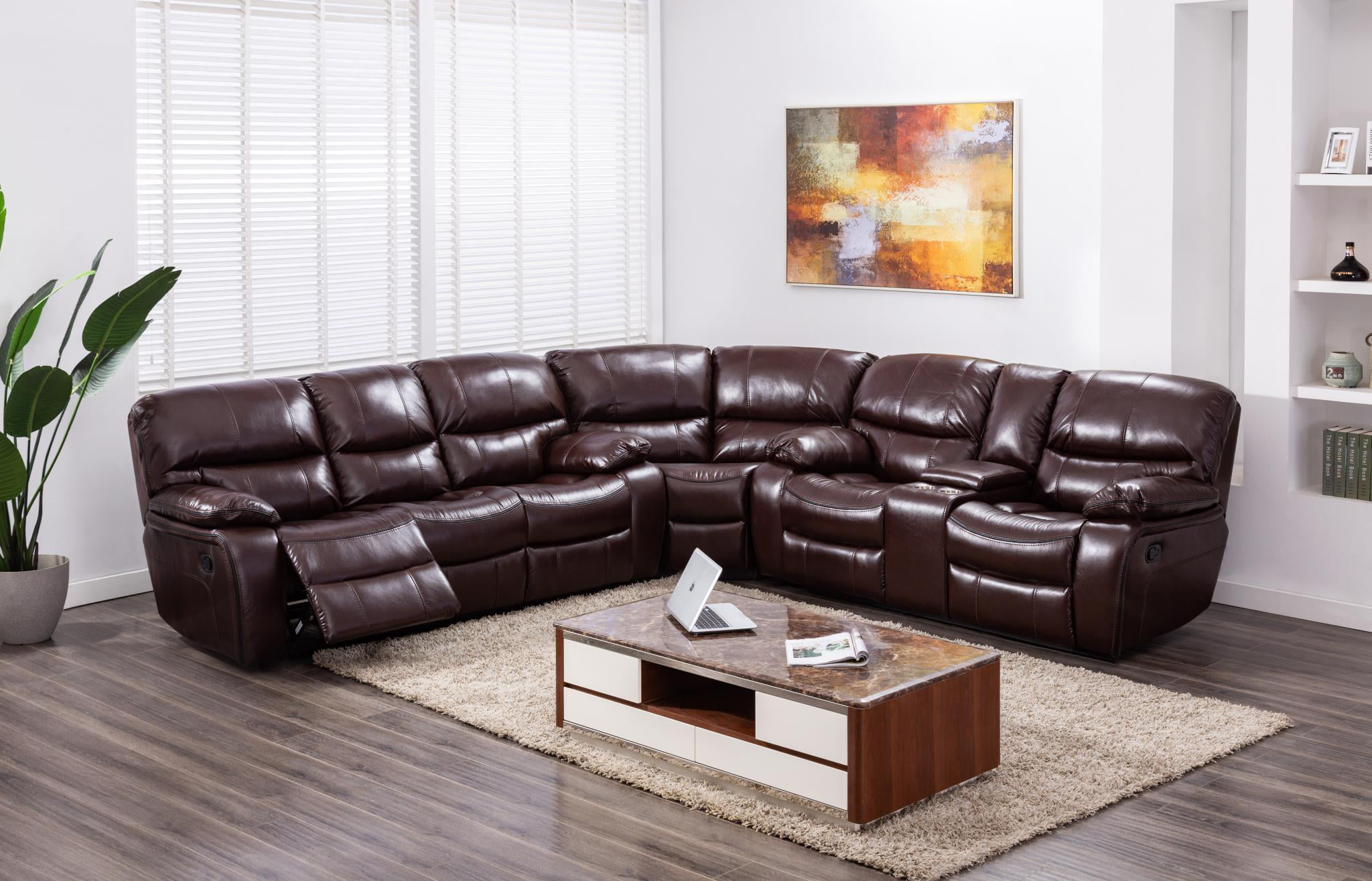 Banner Brown Leather Gel Sectional