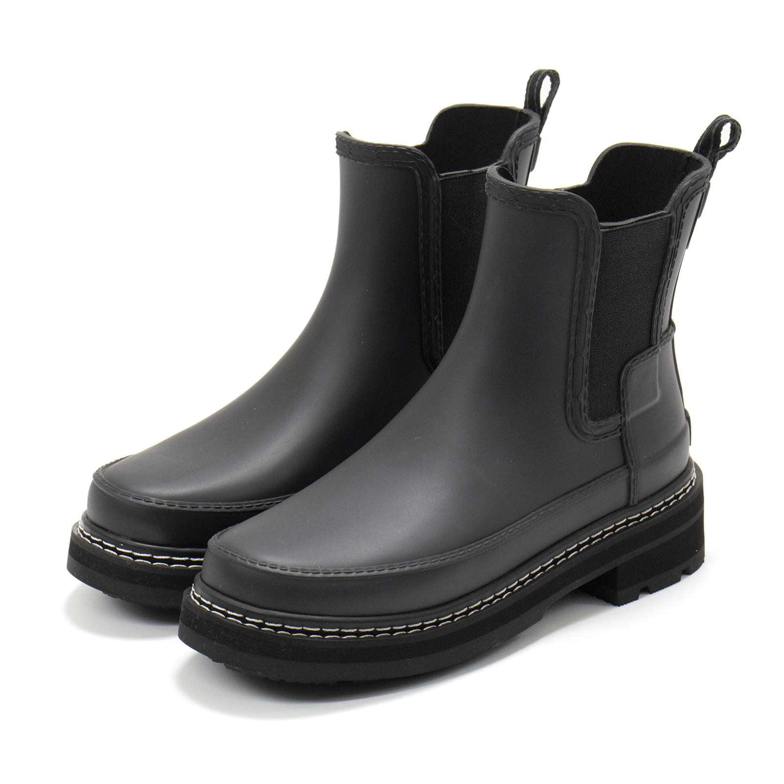 レインシューズ HUNTER [WOMEN] Refined Chelsea Stitch Rain Boots Black WFS21 Hunter Women's Refined Stitch Detail Slim Fit Chelsea Boots
