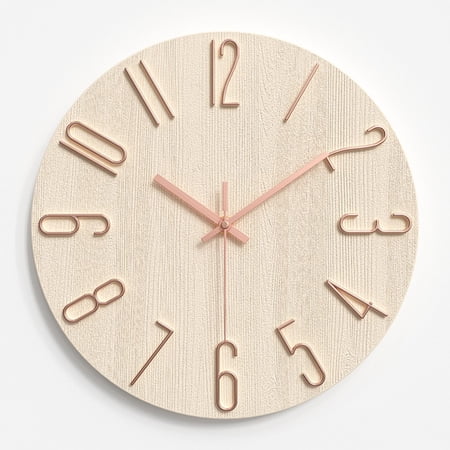 12 Inch Wall Clock Silent Non-Ticking Indoor Clock Round Decor Clock Modern 3D Quartz Wall Clocks
