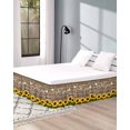 thumbnail image 4 of Sunflowers Hope Bed Skirt King Size 18 Inch Drop, Wrap Around Bed Skirts, Farmhouse Floral Brown Wooden Grain Elastic Bedskirt Pleated Bed Frame Cover Luxurious Dust Ruffle for King Bed, 4 of 6