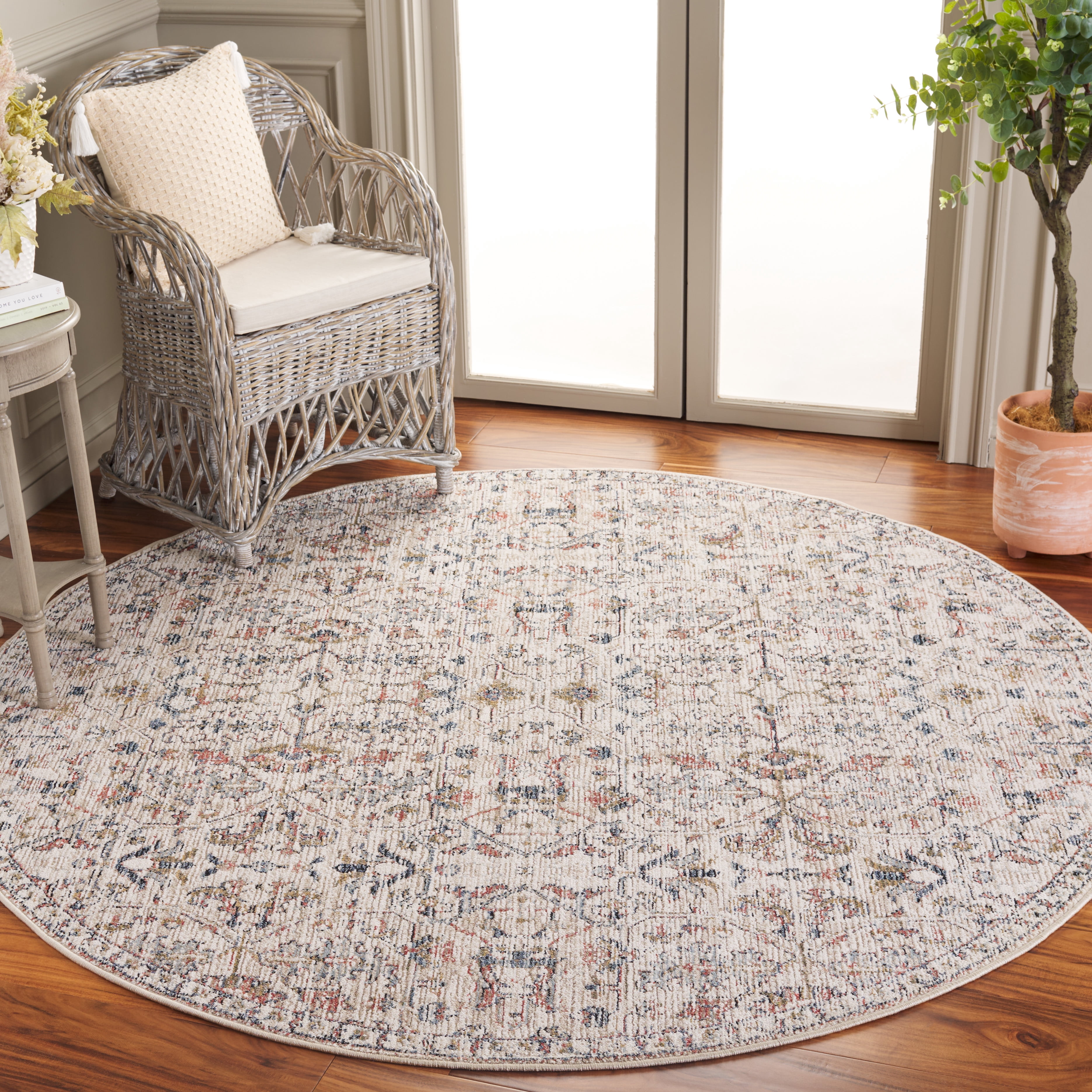 SAFAVIEH Vivaldi Jules Abstract Area Rug, Beige/Blue Rust, 6'7" x 6'7" Round