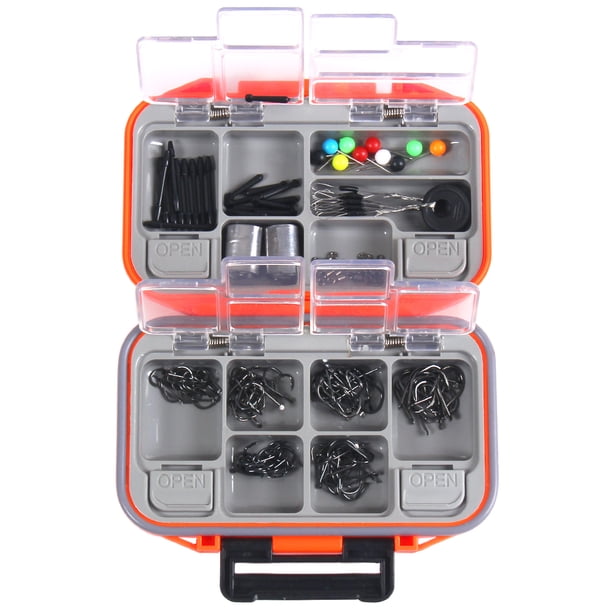 164pcs Juego de aparejos de pesca Surtido de ganchos de pesca Giratorios Habas espaciales Accesorios Abanopi Estuche de aparejos