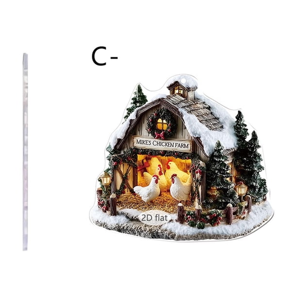 Cristalina Cadena de Carro, Organizador de Puerta de Coche, Adornación de Cabaña de Navidad, Acrylic 2D, Durable, Estético, para Dormitorio, Estantería de Puerta, Decoración de Navidad,