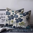 thumbnail image 2 of 20x20 Pillow Covers Set of 2, Navy Blue Green Floral Throw Pillow Covers Decorative Couch Cushion Case, Vintage Botanical Leaves Microfiber Square Pillowcases for Bedroom Car Living Room, 2 of 7