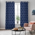 thumbnail image 5 of Navy Blue Kitchen Curtains 96 Inch Length, Geometric Leaf Diamond Plaid Abstract Check Grommet Top Bedroom Living Room Curtains, Light Filtering Cafe Curtain Drapes 2 Panels Set 104''x96'', 5 of 9