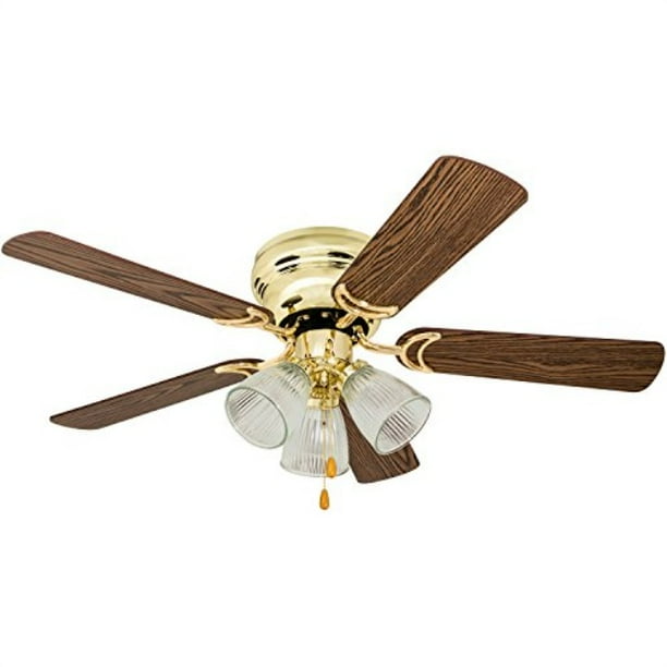 Prominence Home 50862 Whitley Hugger Ceiling Fan With 3 Light Fixture 42 Led Indoor Low Profileflush Mount Bright Brass Walmart Com Walmart Com