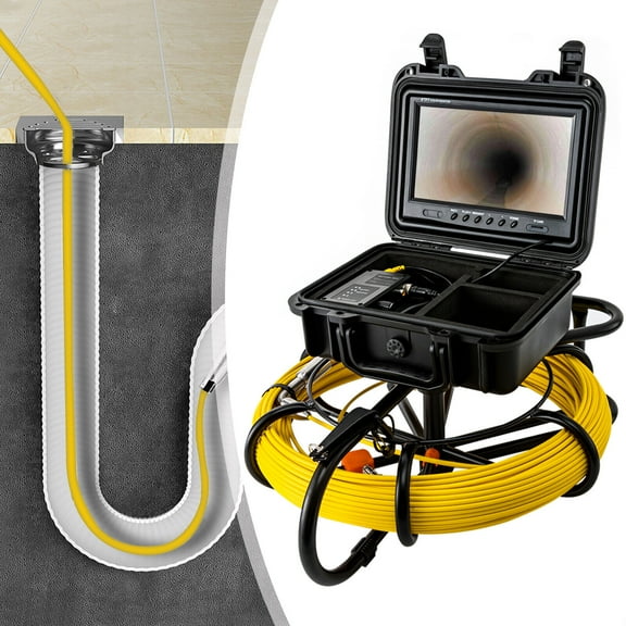 DENEST  9" LCD Pipe Inspection Pipeline Drain Sewer Waterproof Camera 60M/ 200FT IP68